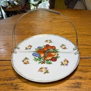 Floral Fruit Design Serving Plate with Handle